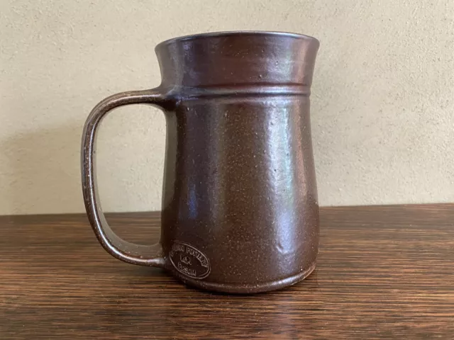 Vintage Bendigo Pottery Large Mug Tankard Brown Glaze Stoneware Rustic 3