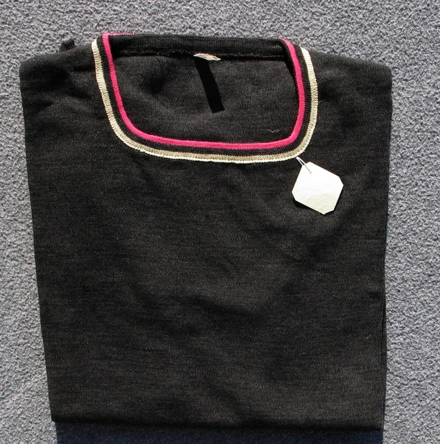 Petit Tricot Gris Vintage Femme - Col Carré, Laine Mélangée, Taille 3 (petite) - Occasion