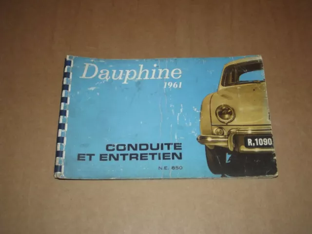 Notice Manuel Renault Dauphine 1961.