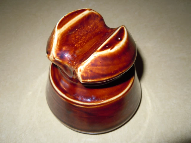 Vintage Brown " Locke " Ceramic  Insulator With Shoulders