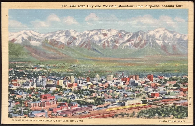 Salt Lake City, Utah. C.1940 Pc.(M95)~View Of Wasatch Mountains From Airplane