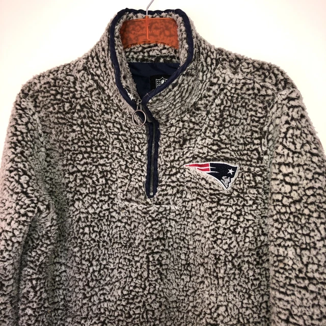 Vintage New England Patriots Mens NFL Fleece Quarter Zip Jumper Small Used