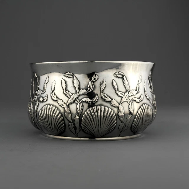 Rare Antique Michelsen Danish Solid Sterling Silver Aesthetic Style Bowl, 1898