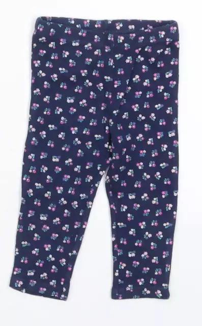 Carters Girls Blue Floral Cotton Capri Leggings Size 9 Months