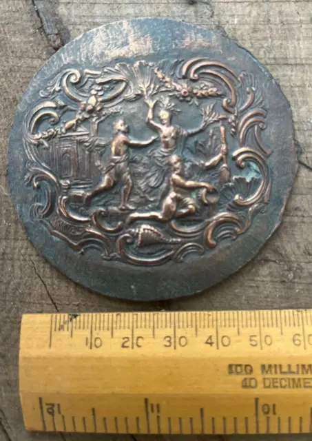 1800s GEORGIAN 72mm COPPER STAMPED MUSEUM DISPLAY MEDAL ? FROLICKING FIGURES