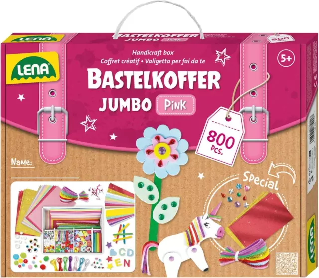 Lena 42664 Jumbo Bastelkoffer Mit 800 Teile in Pastell Farben, Material Zum Bast