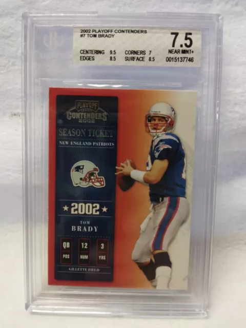 2002 Playoff Contenders #7 Tom Brady Season Ticket Bgs 7.5 Nm-Mint+