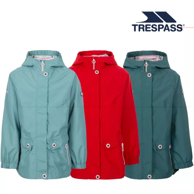 Trespass Girls Waterproof Windproof Hooded Long Jacket Flourish