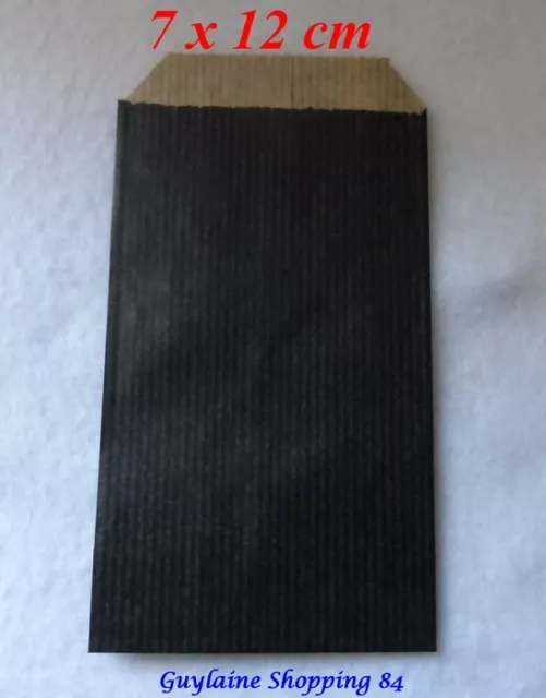 Lot 50 Pochettes Sachets Papier Kraft Cadeaux Bijoux Emballage Noir 7 X 12 Cm