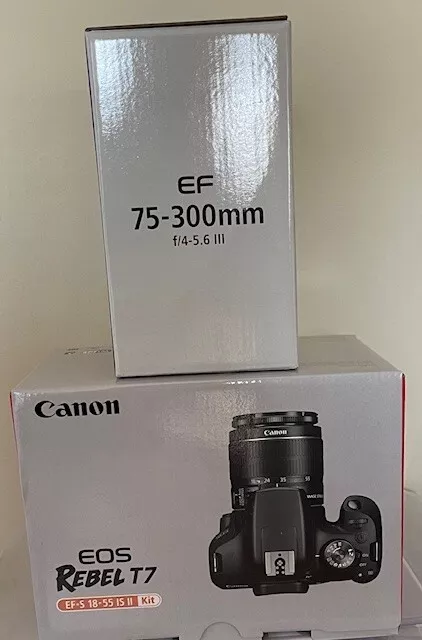 canon eos rebel t7 dslr camera bundle (18-55mm & 75-300mm Lenses, Black