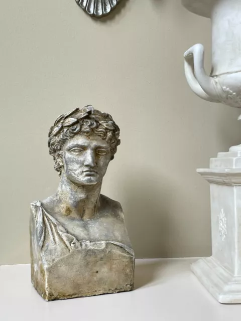 Ancient Greek Roman Youth Bust Statue Tabletop Accent Indoor Outdoor Home Decor