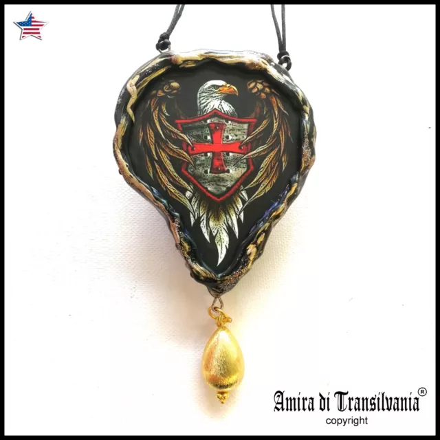 Templar Knight Shield Rosicrucian Talisman Medieval Eagle Amulet Pendant Cross