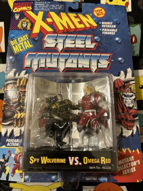 Toy Biz X-Men Steel Mutants Spy Wolverine vs Omega Red Metal Action Figures 1994