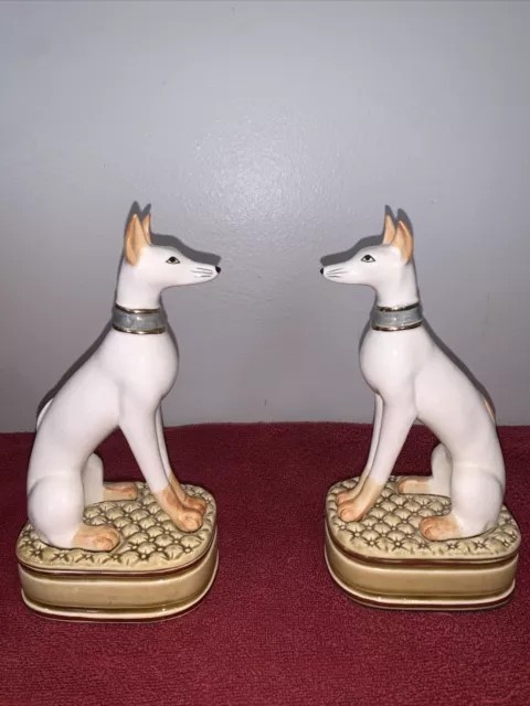 Book Ends ANDREA By SADEK Ceramic Whippet Greyhound Dog Art Deco Vintage