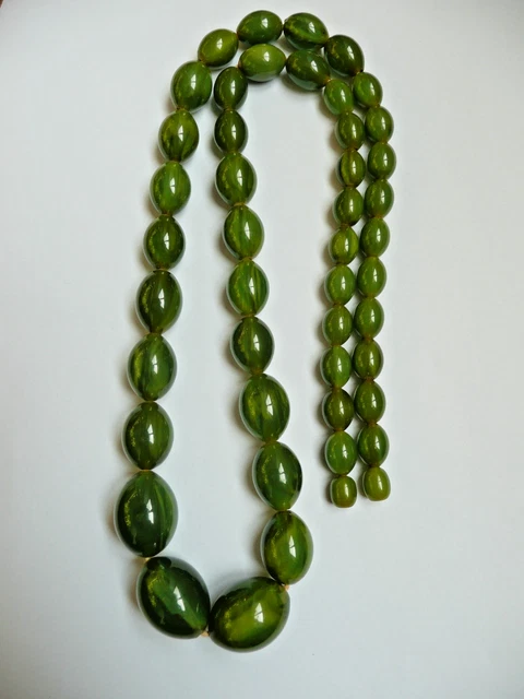 Collier Vintage En Bakélite Vert époque Art Déco - Bijou Ancien, Style Rétro, Sans Marque
