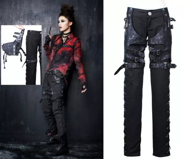 Pantalon gothique punk lolita sangles lacet japon cuissardes amovibles Punkrave