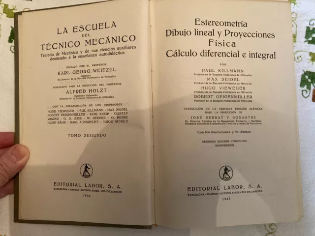 LA ESCUELA DEL TECNICO MECANICO y ELECTRICISTA -1943- Ed. LABOR 2