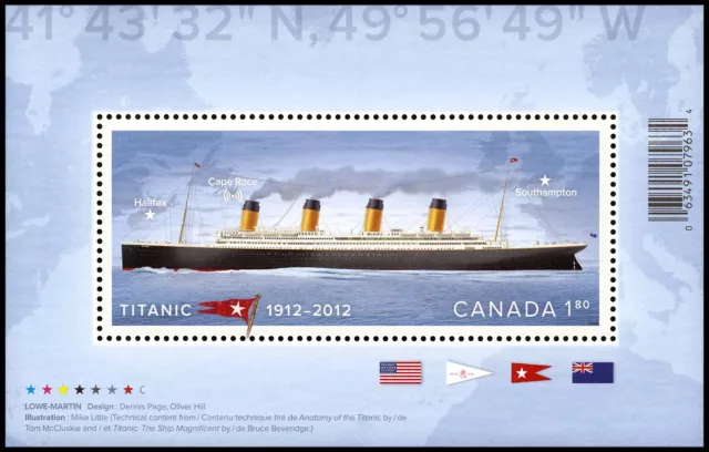 Canada Stamps Souvenir Sheet of 1, Titanic, #2535MNH