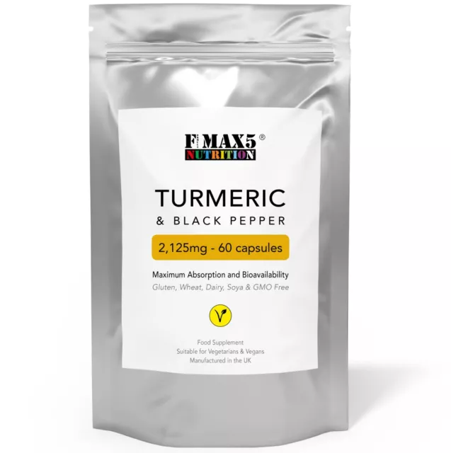 Turmeric and Black Pepper High Strength Capsules 100% UK Made - Vegetarian