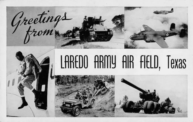 Vintage Postcard ww2 Greetings Laredo Army Airfield Texas US Marine Corps