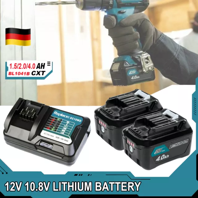 Akku für Makita 12V Akku BL1021B BL1041B 10,8V BL1040B BL1020B BL1015 Ladegerät