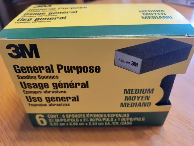 3M General Purpose Medium Sanding Sponges Box Of 6