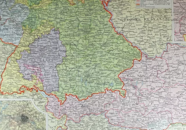 1921 Large Map Germany South West Austria Munich Wrtemberg Berlin Salzburg
