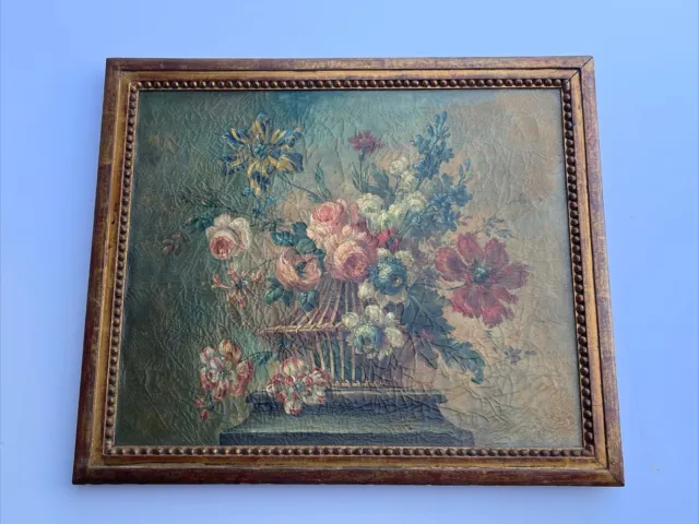 18th To 19TH CENTURY OIL PAINTING STILL LIFE FLORAL MYSTERY ARTIST Signed Old