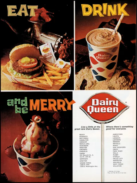 1969 Dairy Queen restaurants North Dakota locations retro photo print ad LA33