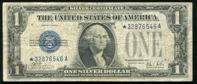 Fr. 1602* 1928-B $1 One Dollar *Star* “Funnyback” Silver Certificate