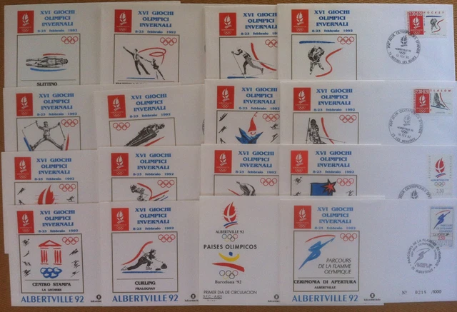 FDC FRANCIA 1992 XVI Giochi Olimpici invernali giro degli annuli