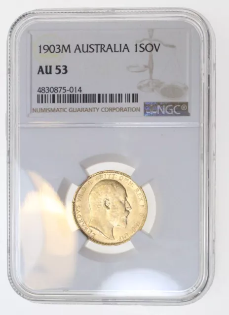 1903 M Australia 1 Sovereign Gold Coin Ngc Au53