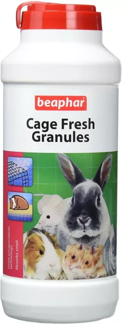 Beaphar Käfig frisches Granulat Pulver Maus Hamster Kaninchen Geruch neutralisieren 600g