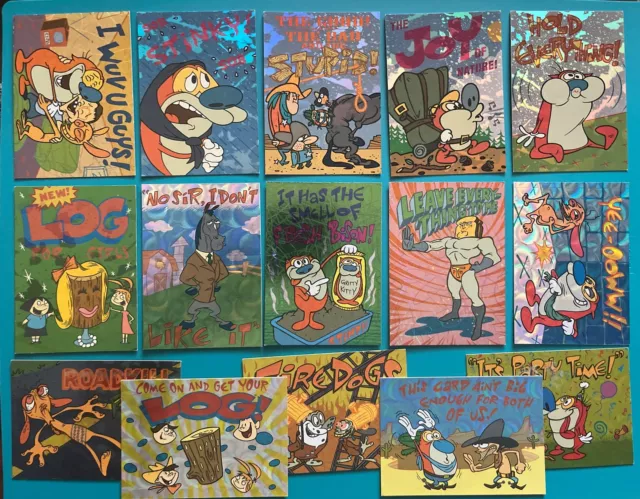 15 x 1993 Topps Ren & Stimpy Foil Trading Cards Part Set 15/50 Nickelodeon TV