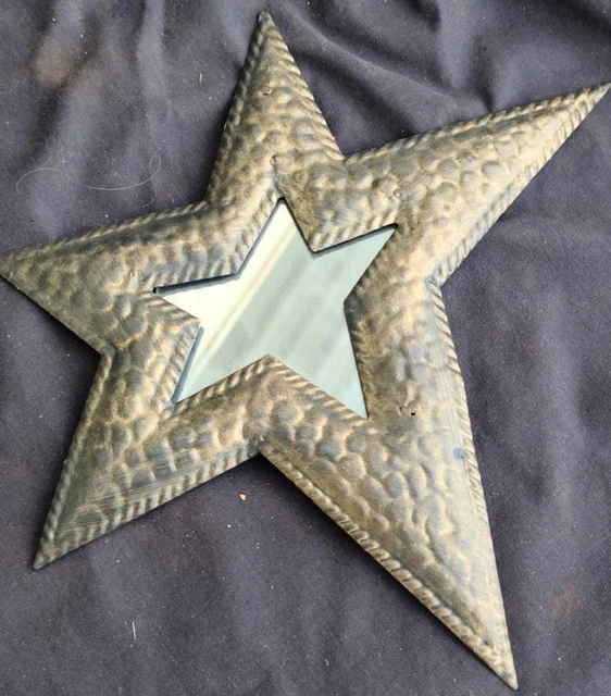 Beautiful Pressed Tin Small Decorative Wall Mirror – DANCING STAR DESIGN – VGC