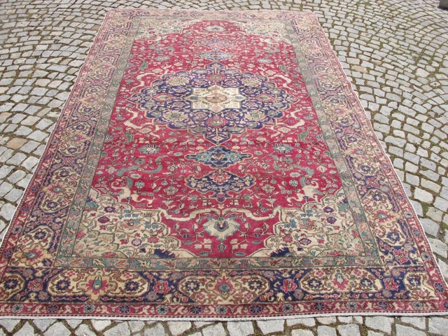 Large Antique Muted Turkish Area Rug Hand Knotted Oriental Designer Decor Carpet