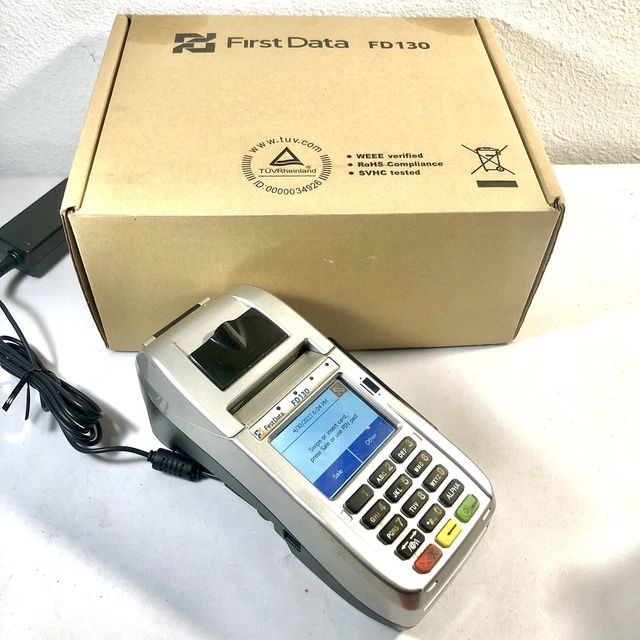 FIRST DATA FD130 DUO POS Credit Card Machine w/ Power Adapter in Box