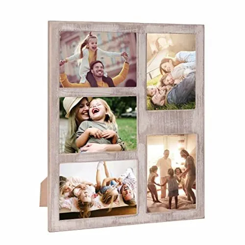 Farmhouse Picture Frame 5X7 Rustic Photos Frame 4X6 For Five Photos with Brown