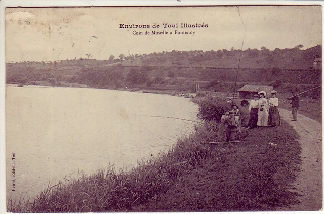 CPA 54 LORRAINE Près Toul FONTENOY-SUR- MOSELLE Pêcheurs à la ligne 1908