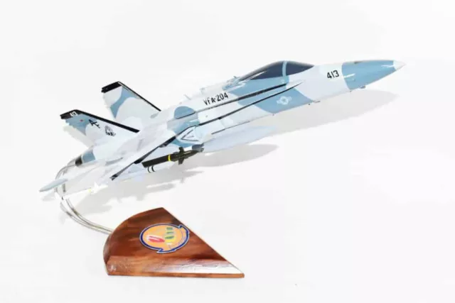 VFA-204 River Rattlers 2016 F/A-18C Model, Navy, 1/37th (18") Scale, Mahogany