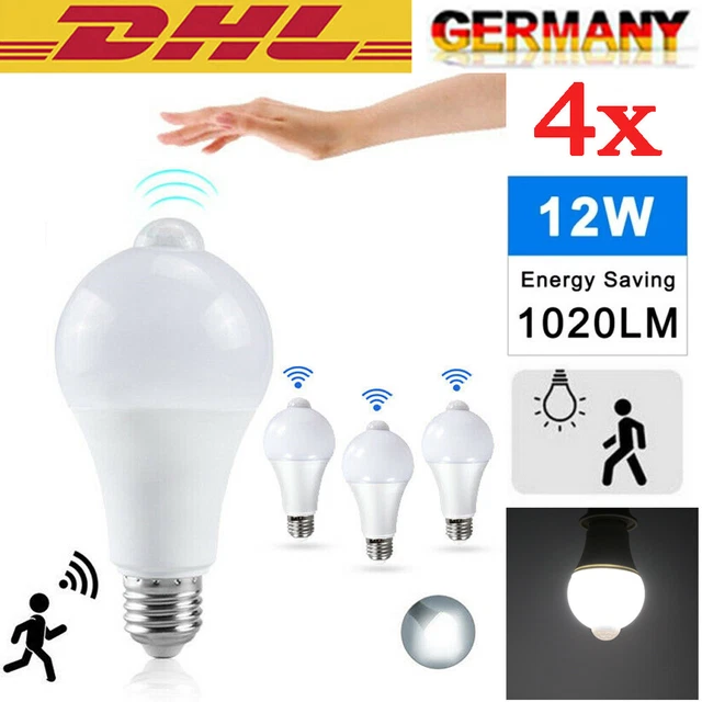 E27 LED Glühbirne Lampe mit Bewegungssensor Bewegungsmelder PIR Sensor Birne DE