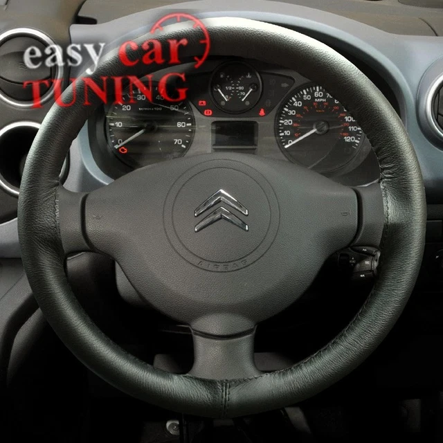For Fiat Ducato 2006+ Black Perforated Real Leather Steering Wheel Cover White | UK