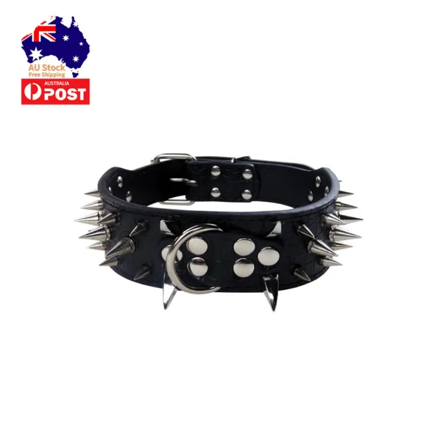 Dog Collar Adjustable Durable PU Leather Rivet Spiked Studded Medium Large Breed
