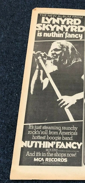 (STMM13) Advert 15x6" Nuthin Fancy The New Album From Lynyrd Skynyrd On MCA