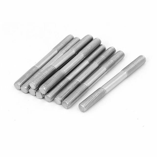 M6X60mm Acier Inoxydable 304 Goujon Fileté Fin Double Vis Boulon 10Pcs