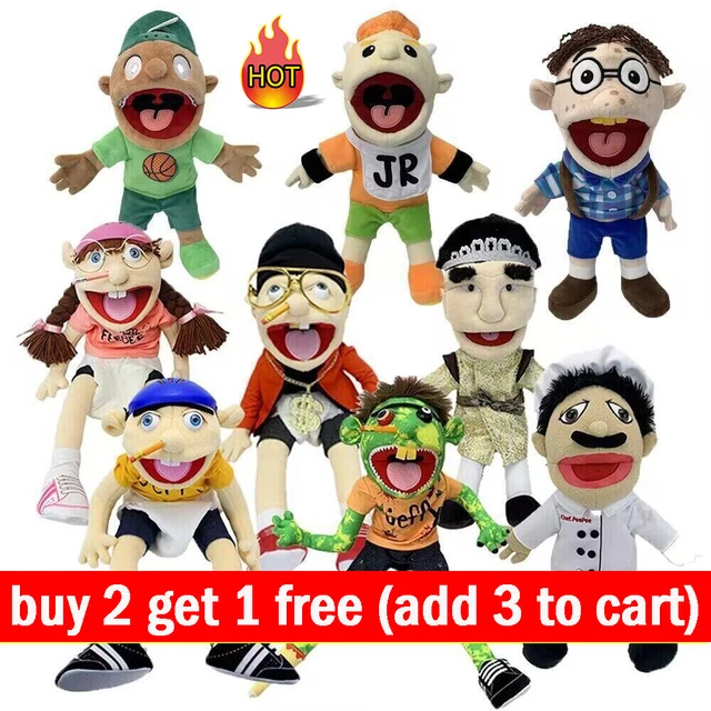 JEFFY HAND PUPPET Boy Joseph Cody Soft Plush Toy Doll Removable Mouth