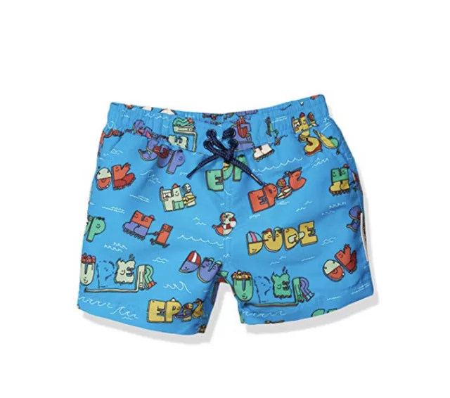 NWT Stella McCartney Kids Baby Boy's Super Dude Swim Shorts Blue Size 9M