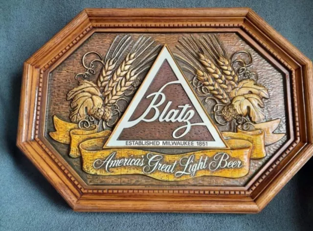 Vintage Blatz Beer Octagonal Wood Look Beer Sign!