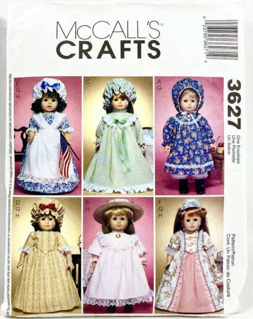2002 McCalls Sewing Pattern 3627 Wardrobe For 18" Dolls 6 Outfits Vintage 12762