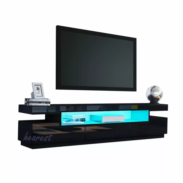 Modern TV Unit Cabinet Stand with LED Lights 160cm High Gloss Drawers Storage